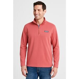 Vineyard Vines Edgartown 1/4 Zip Pullover Men's Size L Coral Pima Cotton Blend